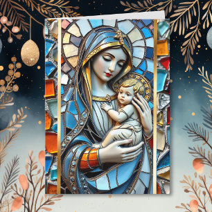 Carte Mosaïque en verre tendu   Marie et Jésus