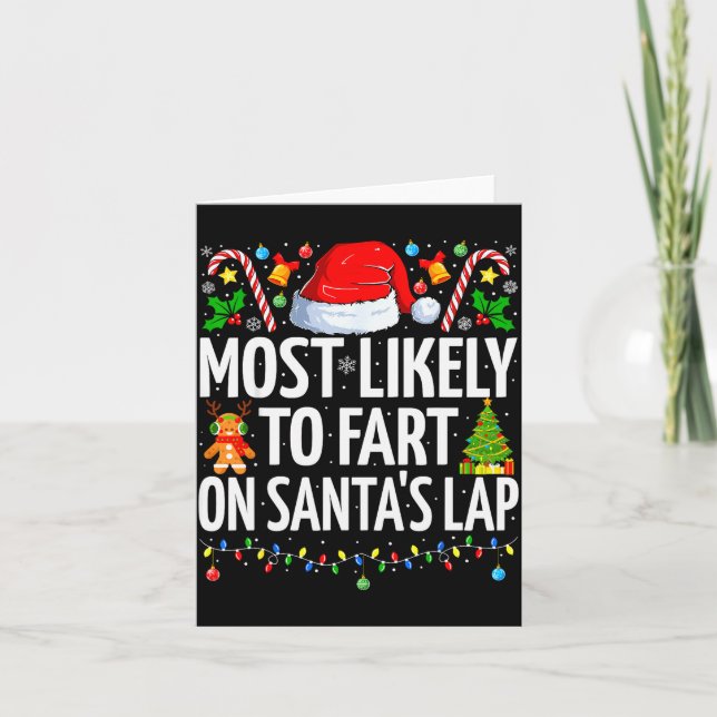 Carte Most Likely To Fart On Santa's Lap Family Matching (Devant)
