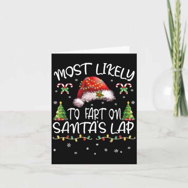 Carte Most Likely To Fart On Santa's Lap Funny Christmas (Devant)