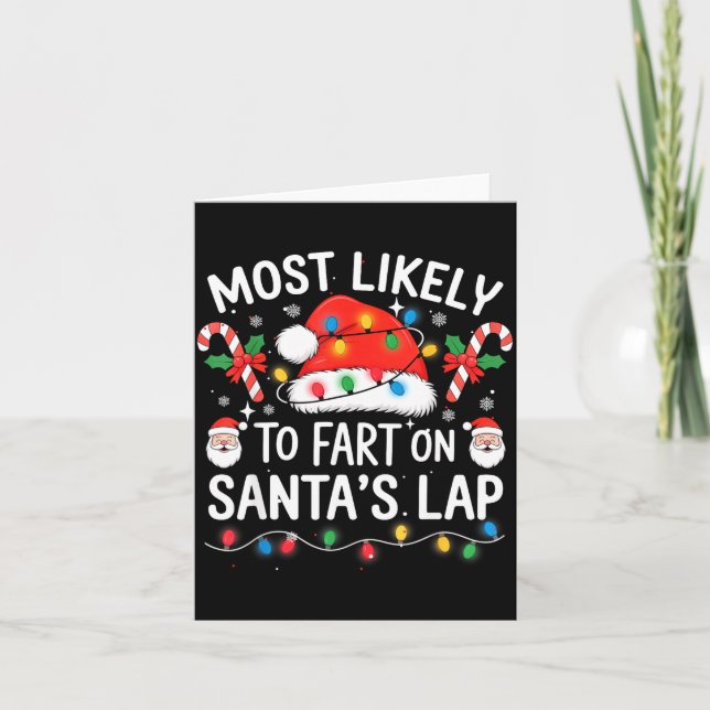 Carte Most Likely To Fart On Santa's Lap Matching Family (Devant)