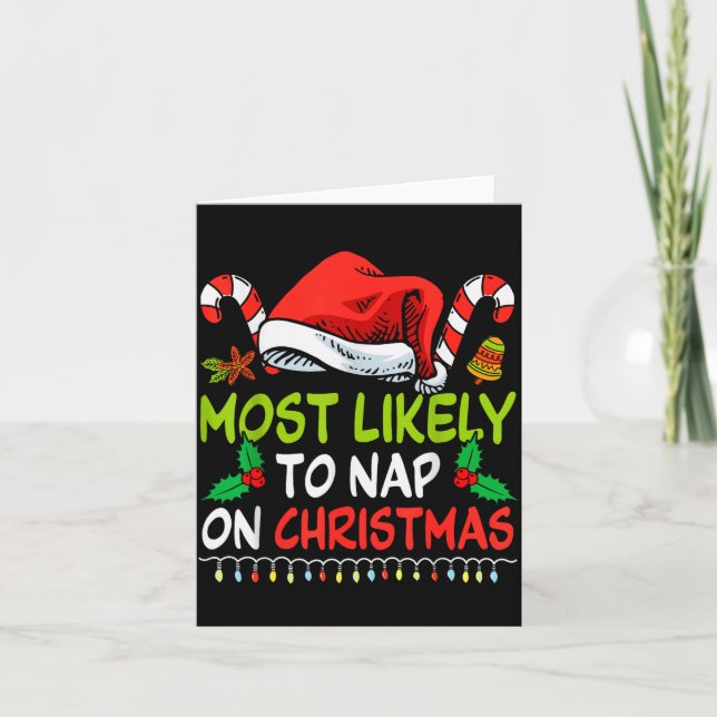 Carte Most Likely To Nap On Christmas Family Funny Match (Devant)