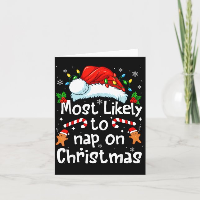 Carte Most Likely To Nap On Christmas Funny Family Match (Devant)