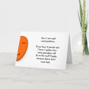Carte Mot mathématique Problèmes amusants Math Plaisante