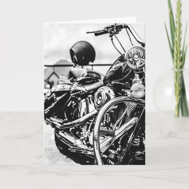 Carte Motard Biker Américain Fait V-Twin Anniversaire (Devant)