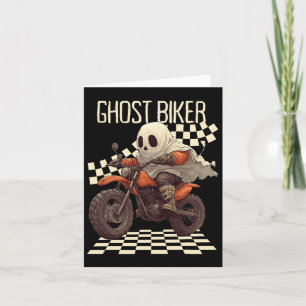 Carte Motard fantôme drôle d'Halloween sur une moto