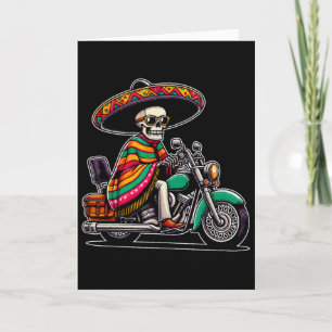 Carte Motard squelette de moto sombrero mexicain Cinco D