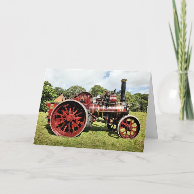 Carte Moteur vintage à vapeur rouge (Devant)