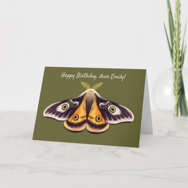 Carte Moth Birthday Insect Art Goblincore Witchy Green (Devant)