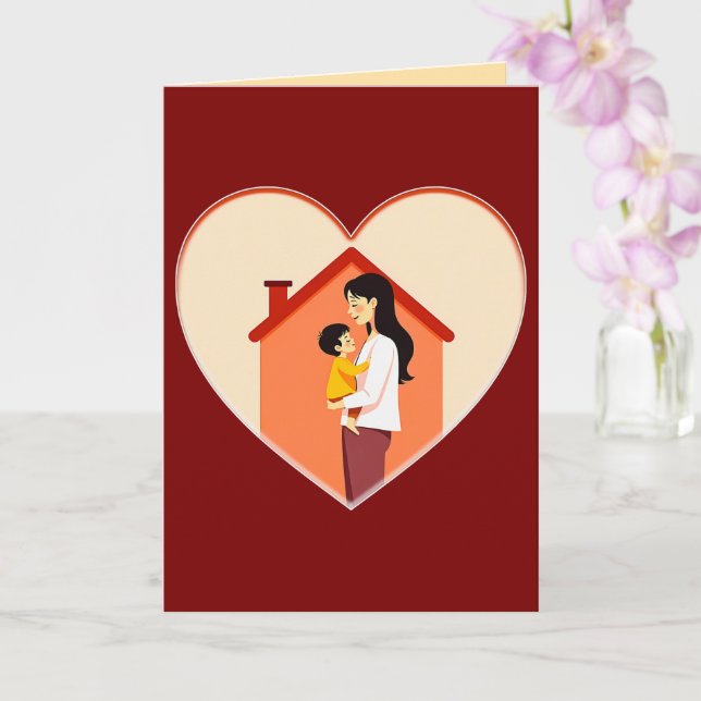 Carte Mother and Child Love Illustration – Warm Family (Orchidée)