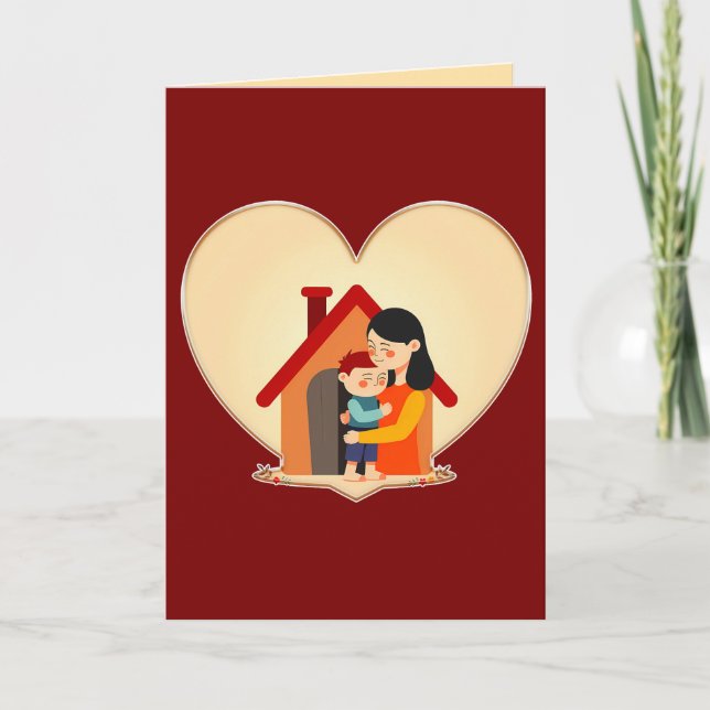 Carte Mother and Child Love Illustration – Warm Family (Devant)