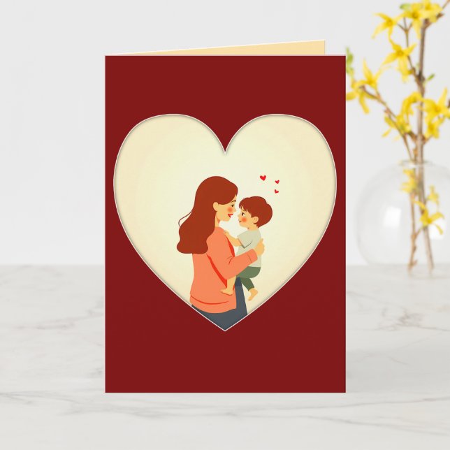 Carte Mother and Child Love Illustration – Warm Family (Fleur jaune)
