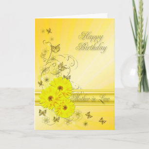 Carte Mother-in-law, birthday with yellow flowers