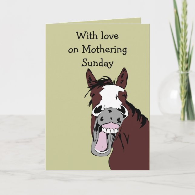 Carte Mothering Sunday Fun Cheval Cheval Chevaux Art ani (Devant)