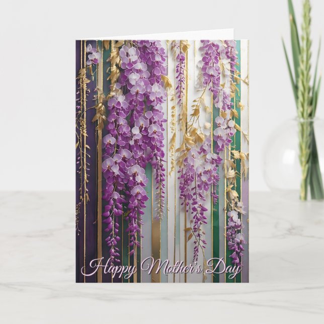 Carte  Mother's Day Blooming Wallpaper Violet Wisteria (Devant)