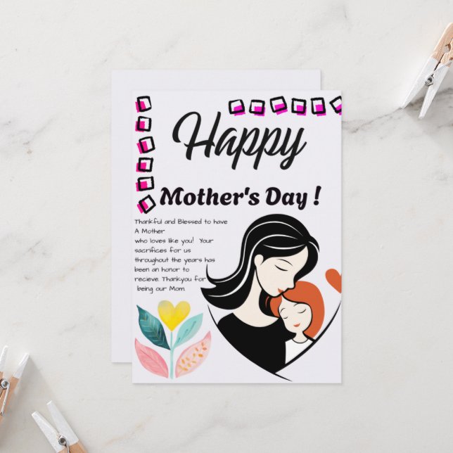 Carte Mothers Day Card  (Devant/Arrière en situation)