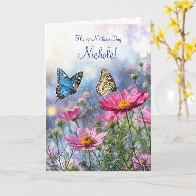 Carte Mothers Day Custom Name Pretty Flowers  (Fleur jaune)