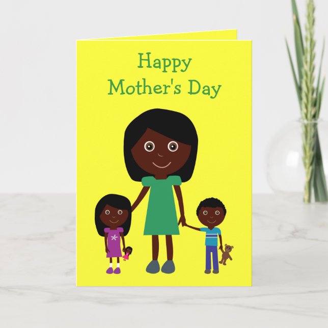 Carte Mothers Day Cute Ethnic Cartoon Characters (Devant)