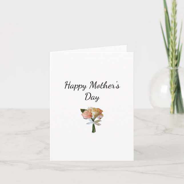 Carte Mother's Day Elegant Botanical Pink Roses (Devant)