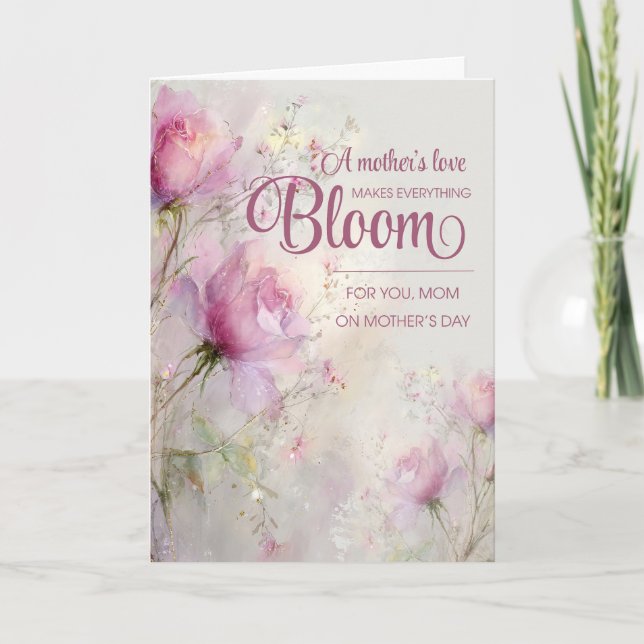 Carte Mother's Day Elegant Feminine Pink Rose Floral  (Devant)