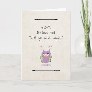 Carte Mother's Day for Maman With Age Comes Wisdom Owl
