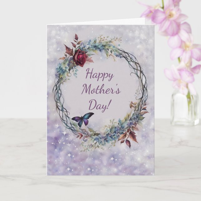 Carte Mothers Day General with Pretty Wreath Butterfly  (Orchidée)