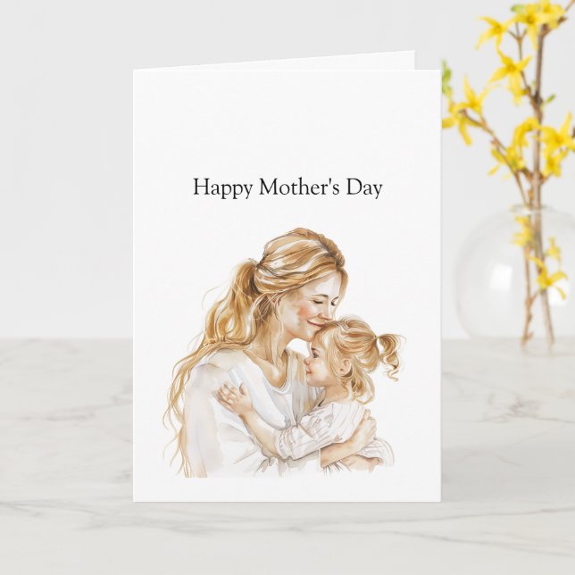Carte Mother's Day Mom Daughter Blond (Fleur jaune)