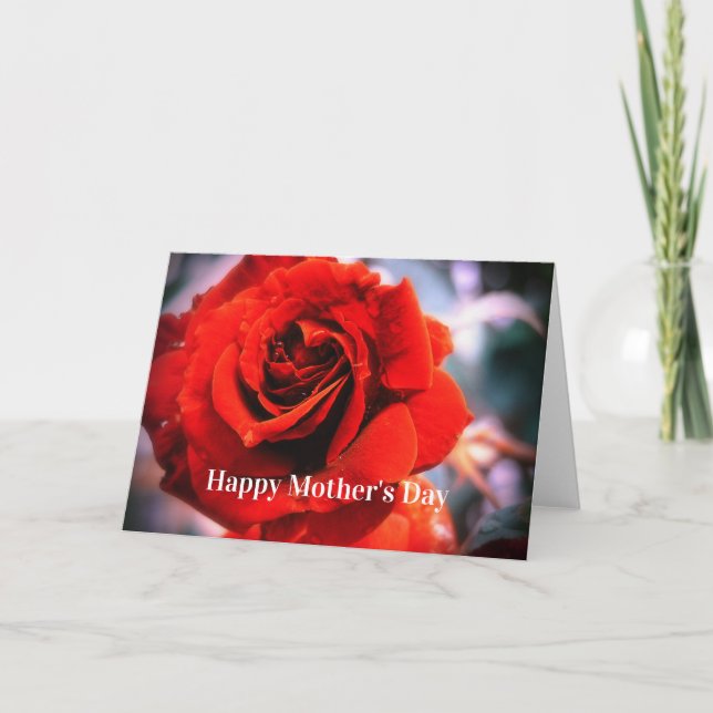 Carte Mother's Day Raindrops Red Rose Card (Devant)