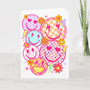 Carte Motif à carreaux visage heureux rétro sourire visa