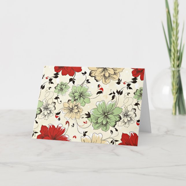 Carte Motif à fleurs orientales rétro (Devant)