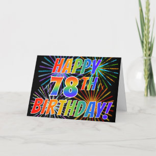 Carte Motif Arc-en-ciel "HEUREUX 78ÈME ANNIVERSAIRE !" +