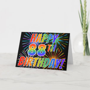 Carte Motif Arc-en-ciel "HEUREUX 88ÈME ANNIVERSAIRE !" +