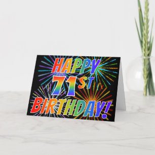 Carte Motif arc-en-ciel "JOYEUX 71e ANNIVERSAIRE !" + Fe