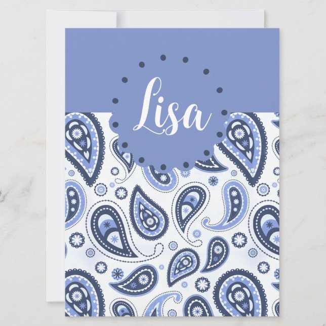 Carte Motif Blue Paisley (Devant)