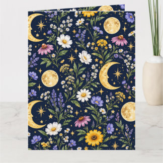 Carte Motif botanique sans couture de Lune Céleste & Fle