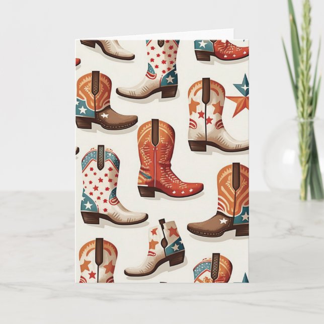 Carte Motif bottes Cowboy (Devant)