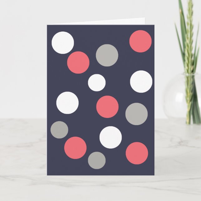 Carte Motif Boules Cercles Gris Blanc Corail Rose (Devant)