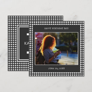 Carte Motif carreaux personnalisé avec photo Monogrammé
