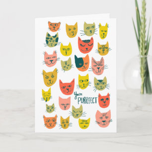 Carte Motif chaton coloré joli ANNIVERSAIRE PERSONNALISÉ