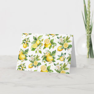 Carte Motif citron, Fleurs de citron, Feuilles, Citrus