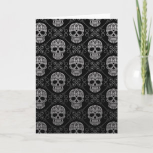 Carte Motif crâne gris et noir à sucre