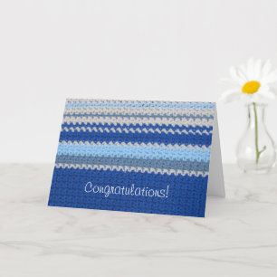 Carte Motif Crochet - Bleu
