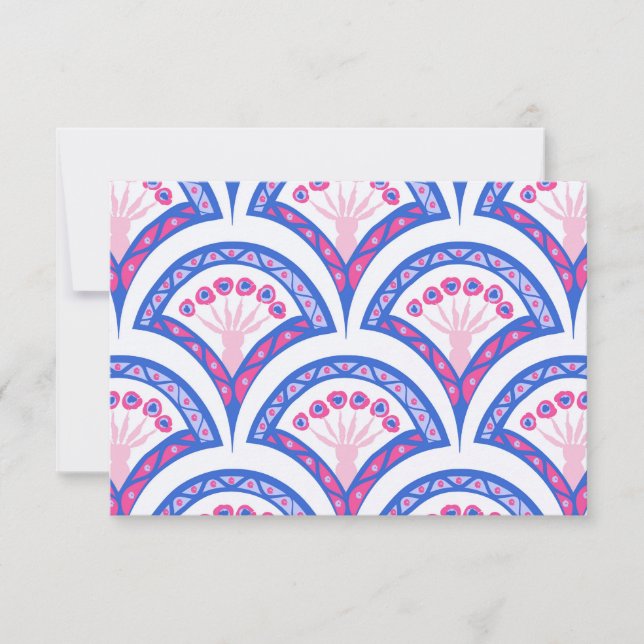 Carte motif damassé floral bleu (Devant)