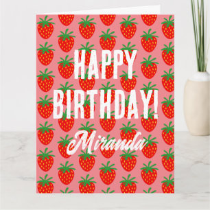 Carte motif d'anniversaire de la mignonne fraise r