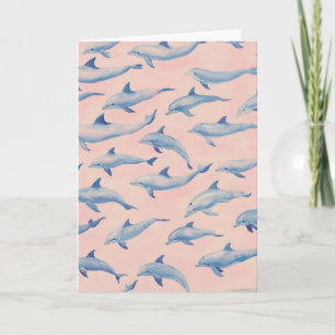 Carte Motif dauphin aquarelle côte plage océan 