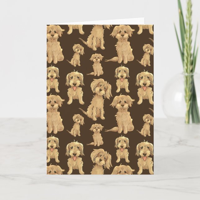 Carte Motif de chien Brown labradoodle doré (Devant)