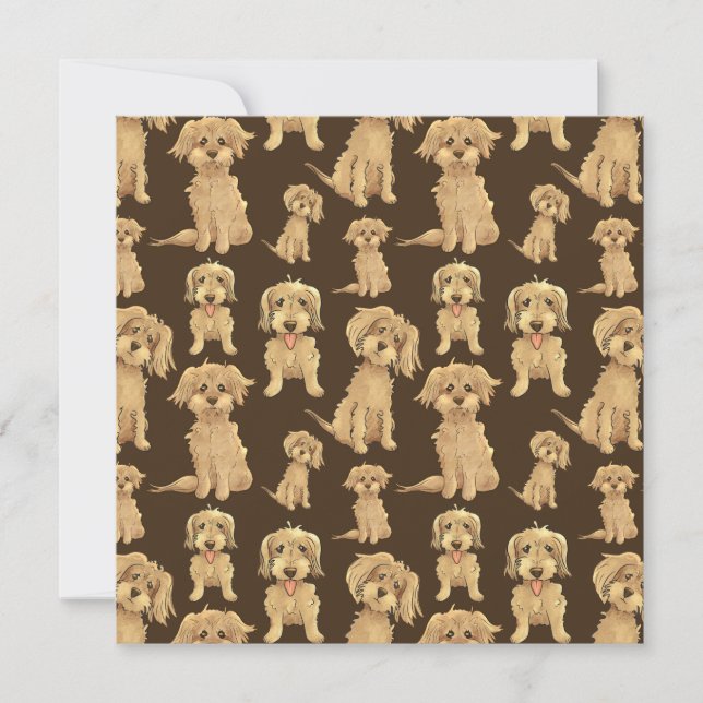 Carte Motif de chien Brown labradoodle doré endoodle pla (Devant)