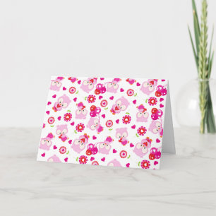 Carte Motif De Chouettes, Chouettes Mignonnes, Chouettes