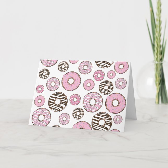 Carte Motif De Donuts, Donuts Roses, Donuts Blancs (Devant)