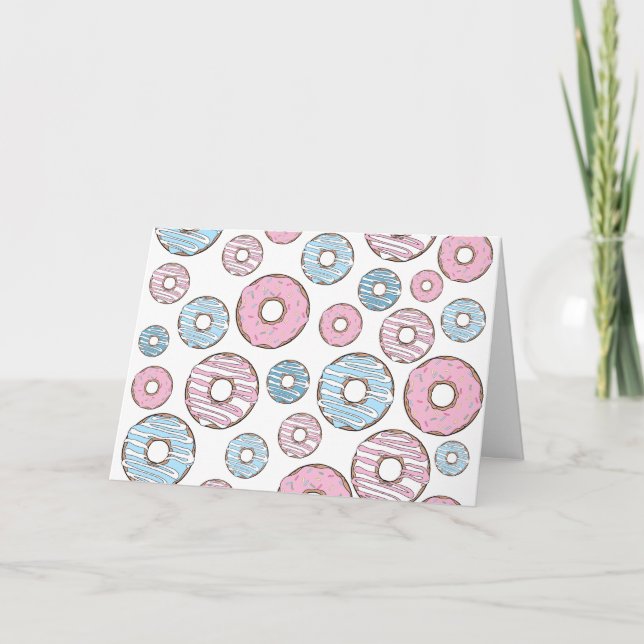 Carte Motif De Donuts, Donuts Roses, Donuts Bleus (Devant)
