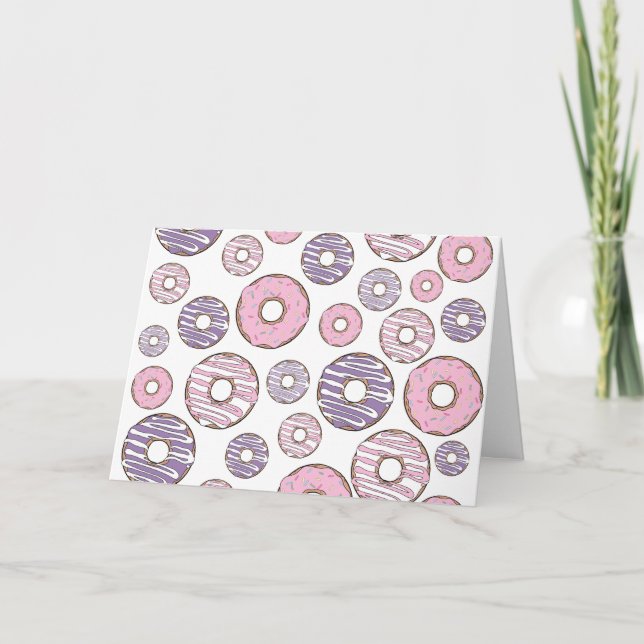 Carte Motif De Donuts, Donuts Roses, Donuts Violets (Devant)